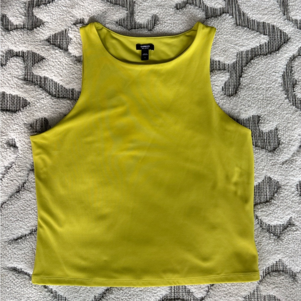 NWOT Express Yellow Body Contour Crop Top Sz L